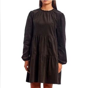 NWOT Juniors 'Copper Key' Dark Grey Tiered Corduroy Babydoll Dress
